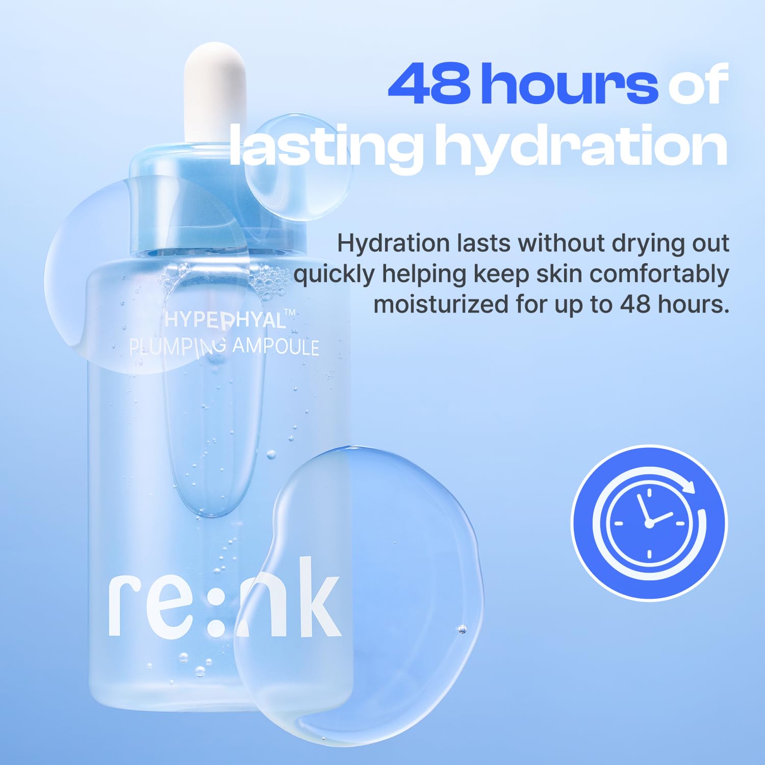 re:nk Hyper Hyal Plumping Ampoule – Moisturizing Facial Serum with Hyaluronic Acid, Panthenol and Allantoin, Enhance Skin Glow and Pore Care, Deep Hydration for Dry Skin (3.38 fl oz)