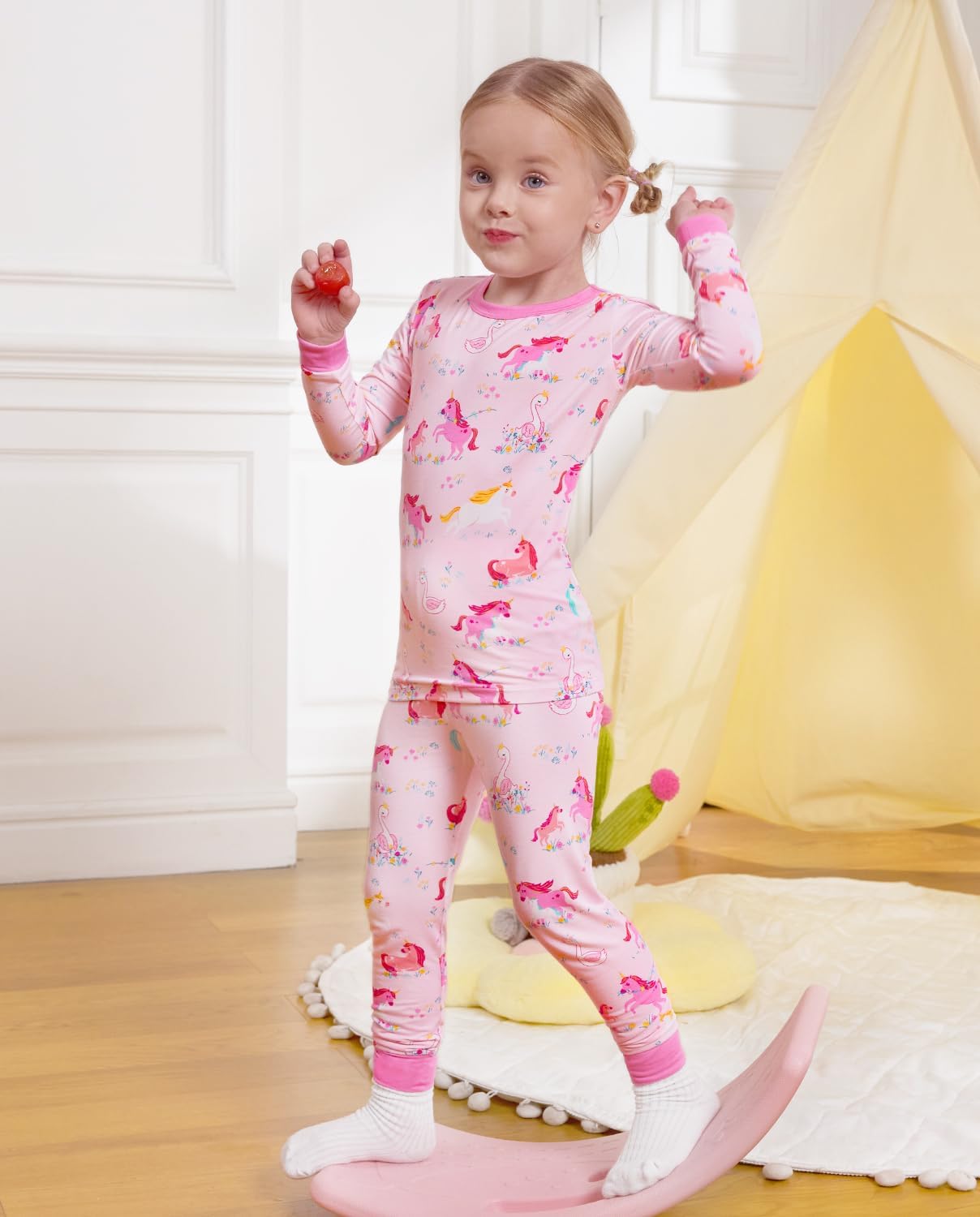 Bamboo Viscose Toddler Girls Kids Pajama Sets 12M-8Y Snug fit Long-Sleeve Softness Sleepwear Pjs 2pcs Jammies - Image 3