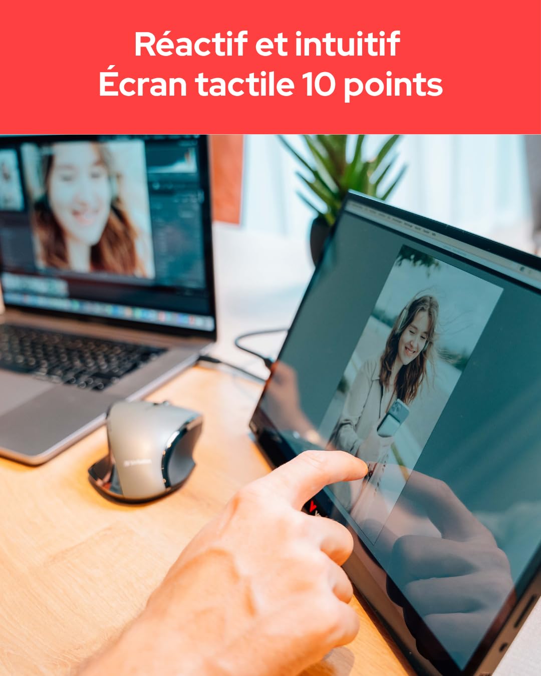 Verbatim écran Portable Tactile PMT-14, Moniteur Externe 14", écran Full HD pour Ordinateur Portable, Tablette, Smartphone, PS5 ou Nintendo Switch avec Ports USB-A, USB-C et HDMI, Noir