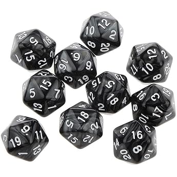 Dzxin W20 W rfel 10 St ck Polyedrische W20 W rfel D20 MTG w rfel DND w rfel f r Rollen- und Tabletopspiele Schwarz