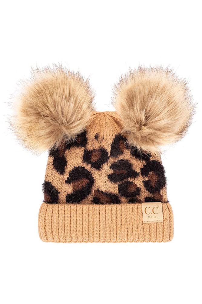 ScarvesMe Exclusive Leopard Double Pom Pom Baby Infant 0-12 Month Old Beanie Hat