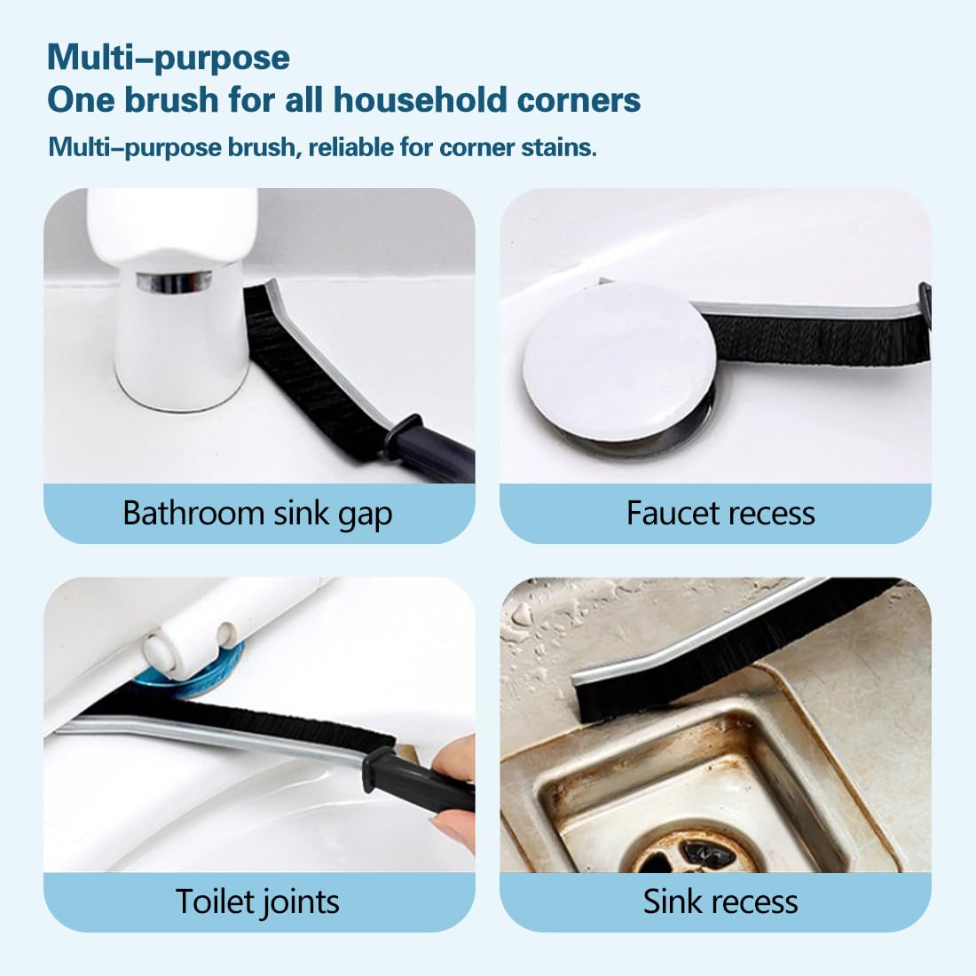 Lot De 5 Brosses à Joints Durs - Manche Long, Poils PET - Pour Salle De Bain, Carrelage, Interstices - 8