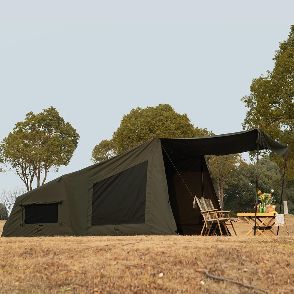TOMOUNT Aufblasbares Zelt 4 Person Baumwolle Unterschlupfzelt mit Ofenloch für Zeltofen 4 Jahrzeit Campingzelt für Outdoor, Hikking, Camping, Wandern, Trekking