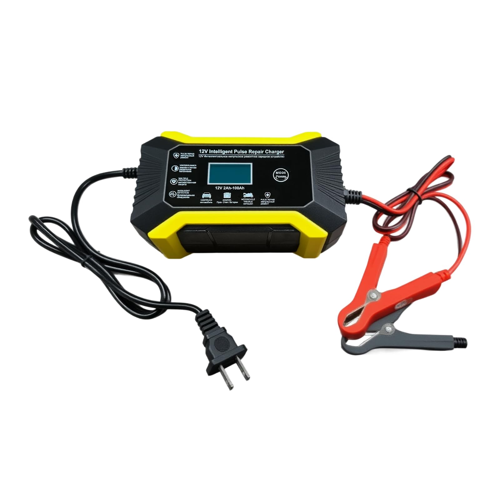 Chargeur de batterie de voiture 12 V 6 A, chargeur intelligent et mainteneur avec écran LCD et compensation de température, chargeurs portables universels pour voiture, camion, SUV, ATV