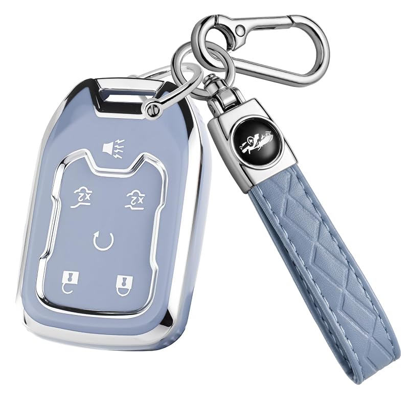 Capa para Chave Automotiva Cxopxoy em TPU, 6 Botões, Azul B-blue, para GMC e Chevrolet