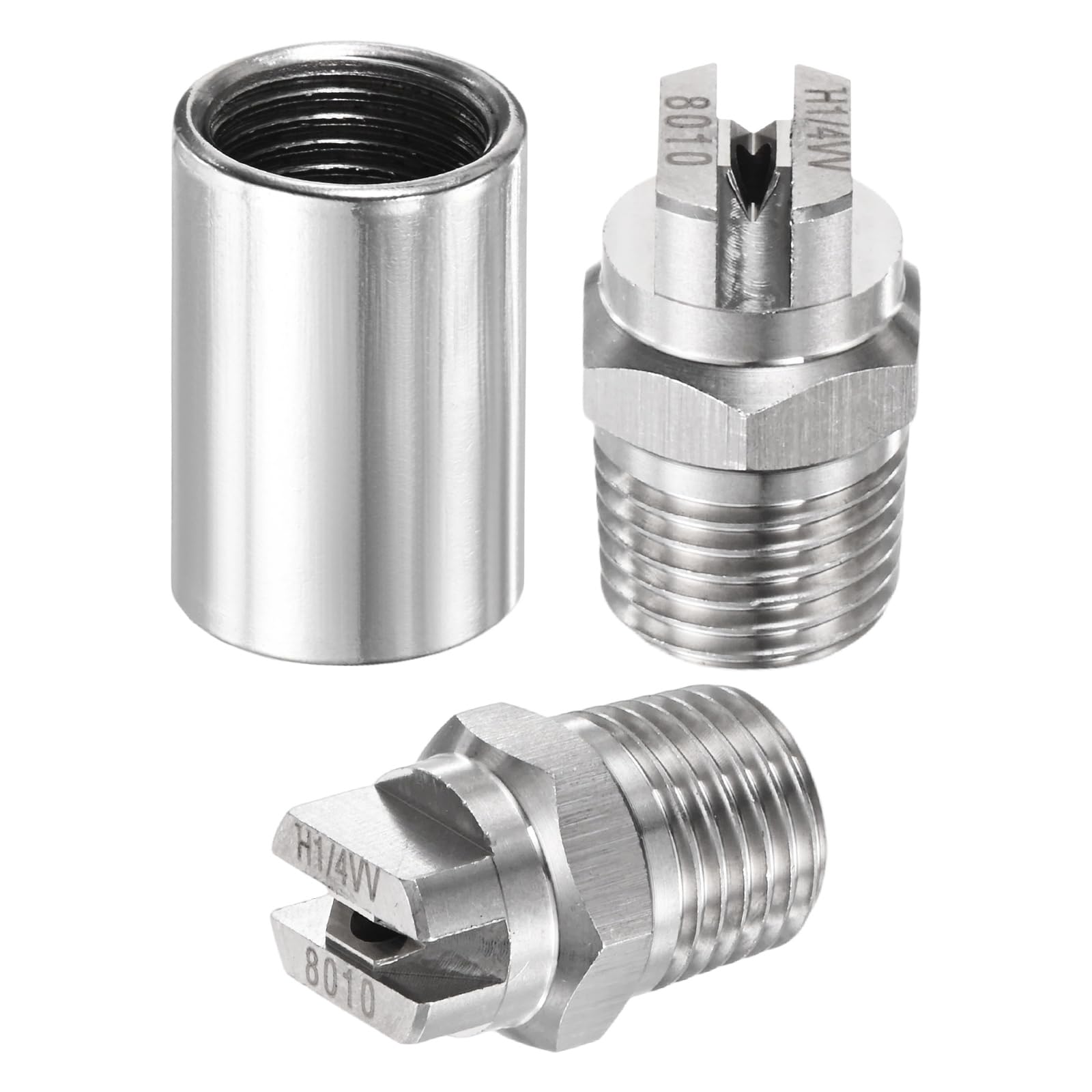 TIXIPEM 1/4" BSP Male 80 Degree Flat Fan Spray Tip [1SET] - High Pressure Washer Spray Nozzle with 1/4" BSP Female Pipe Fitting Used for Water Guns - [Stainless Steel-2MM]