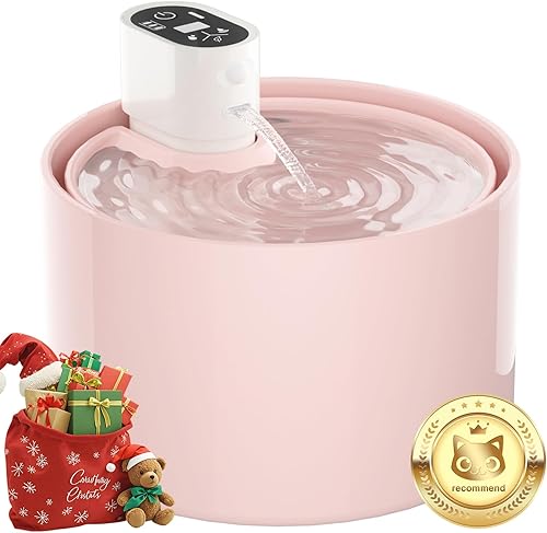 Fuente de agua de cerámica para gatos, fuente de agua automática inalámbrica con bomba ultrasilenciosa y 4 filtros para gatos, perros, múltiples