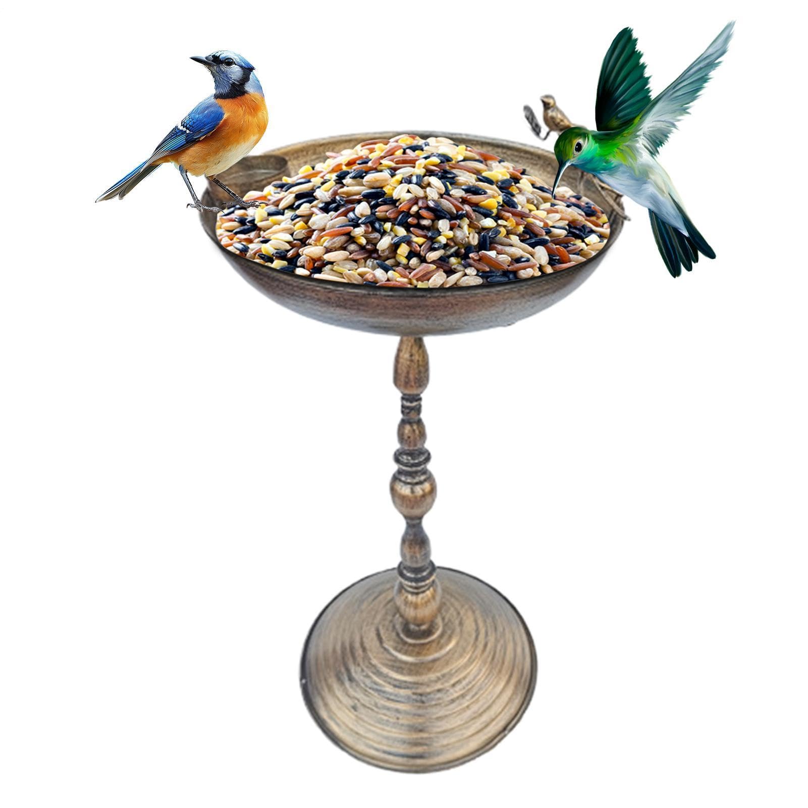 Garten Vogeltränke Outdoor Stehende Vogeltränke Futterspender Eisen Kunst Wasserschale mit Futterschale Statue Dekoration für Terrasse Hof Balkon Hof