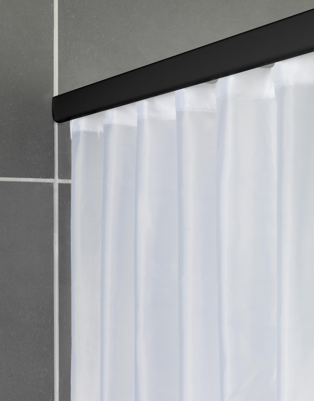 SCHÖNER WOHNEN-Kollektion Duschschiene Mod. JETE teleskopisch ausziehbar 75-125 cm klemmbar für Dusche Aluminium Schwarz mit 12 Gleitern 75-125 x 2 x 3,5 cm