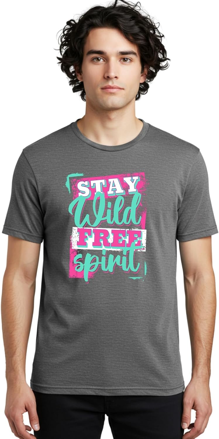 Men's Graphic Printed Cotton T-Shirt Casual Summer Wear Stay Wild Free Spirit Artwork