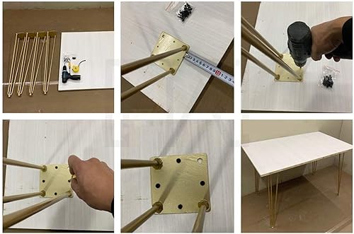 Miniatura 5 de Patas de metal ajustables para muebles de bricolaje, 3 barras de mesa, ajustable de 0 a 0.394 in, para escritorio, mesa de ordenador, armario de