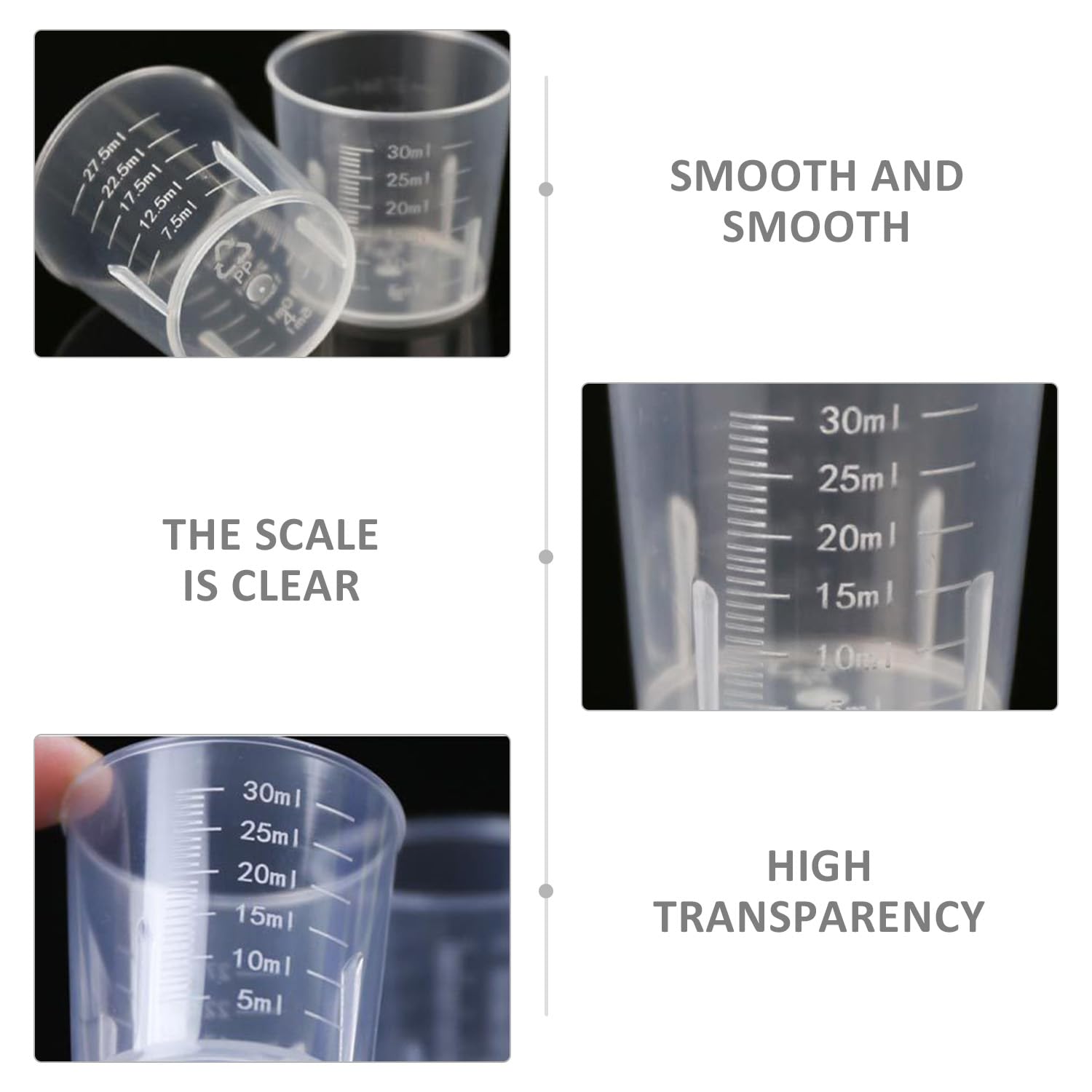50 Stück 30 Ml Messbecher Aus Kunststoff – Transparent, Abgestuft, Für Labor, Küche & DIY, Wiederverwendbar