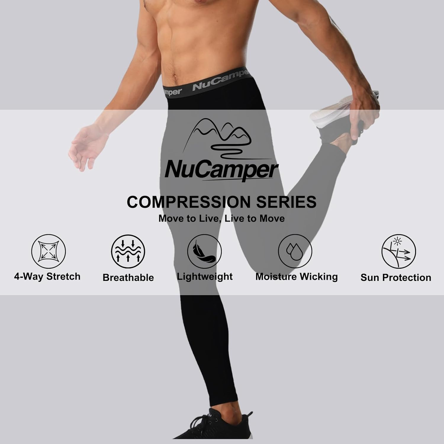 NuCamper Men's Compression Pants with Pocket Running Leggings Athletic Tights Workout Base Layer for Football Basketball Yoga - Image 6