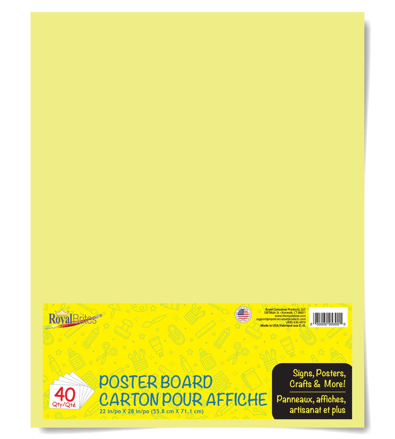 Amazon.com : Royal Brites Yellow Poster Board 22 x 28 Inches - 40