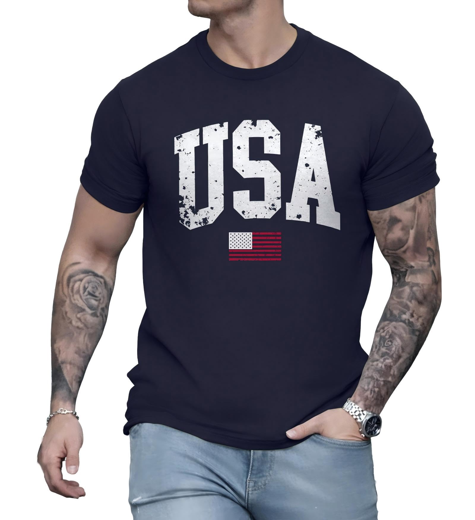 25% Off KUYIGO Men's Patriotic USA Flag T-Shirt