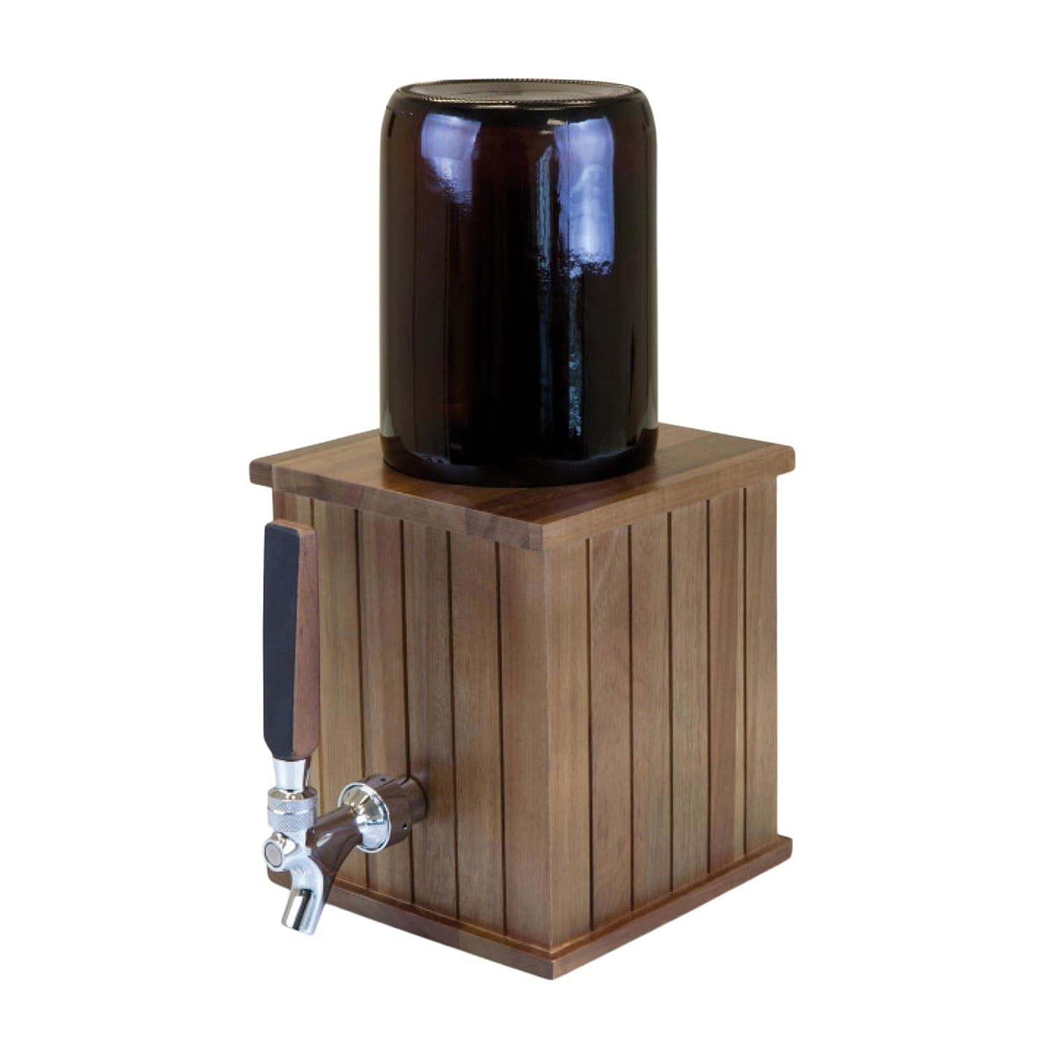 PICNIC TIME LEGACY - a Brand - Acacia Wood Beer Growler Tap with 64-Ounce Amber Glass Growler