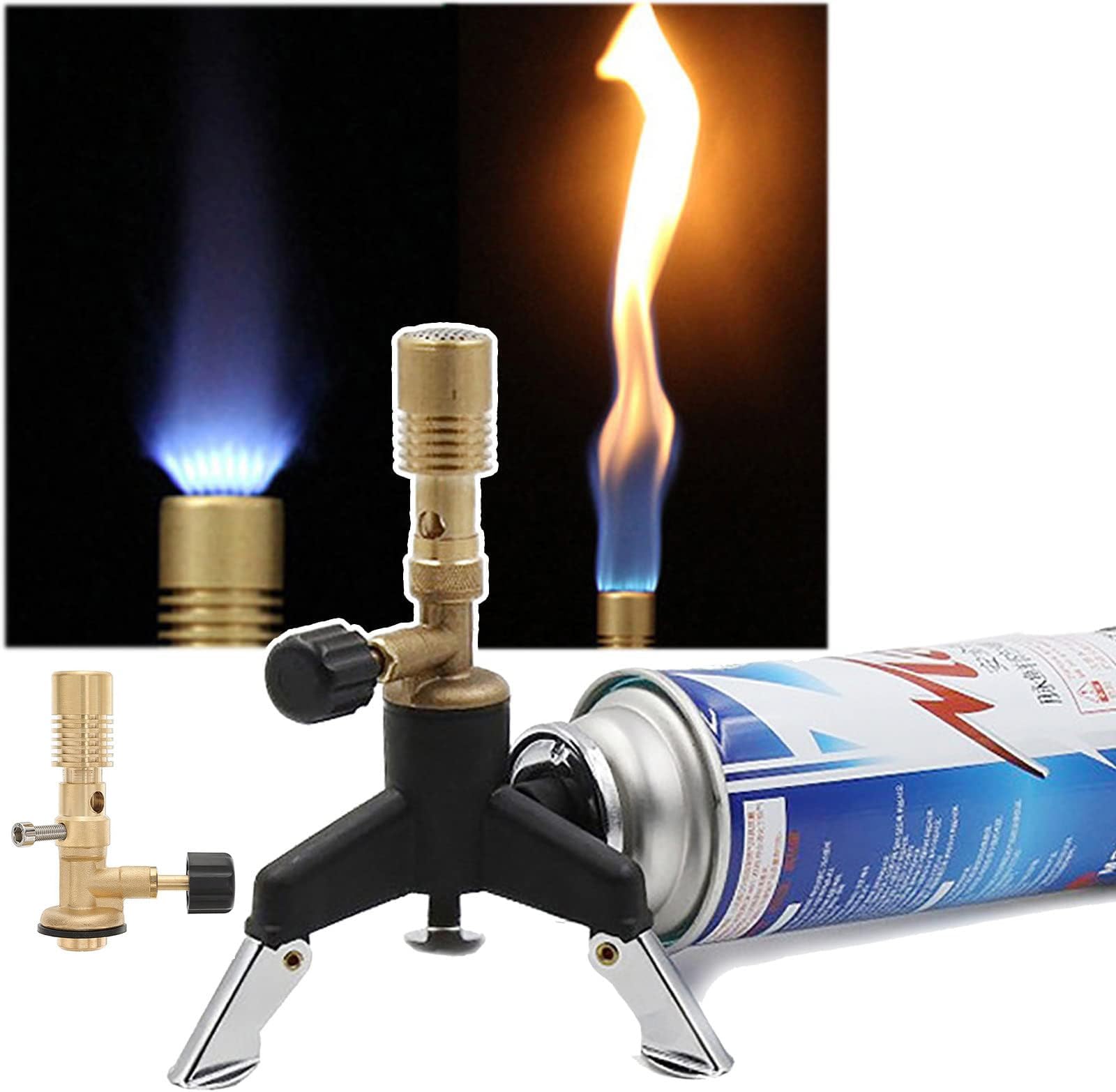 Portable Mini Bunsen Burner, Laboratory Dental Butane Cassette Gas Light, Heating Blowtorch,Brass Material - High Temperature Resistance