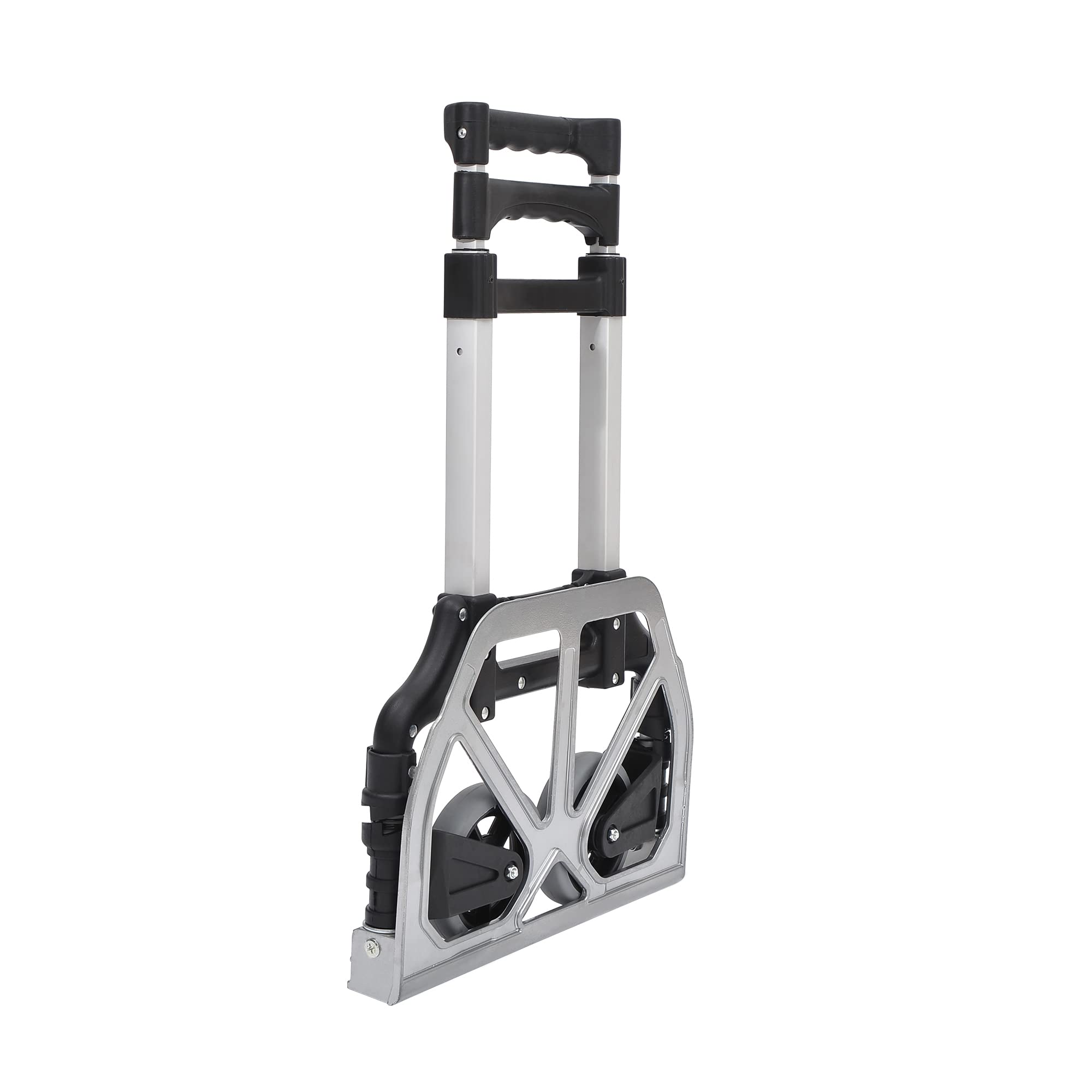 HOMCOM Carrello Portapacchi Pieghevole in Alluminio e Plastica max 70kg con Maniglie Telescopiche e Altezza Regolabile, 41x38.7x100 cm, Argento