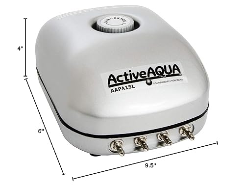 Miniatura 8 de Hydrofarm AAPA15L Active Aqua, 6W, 15 L/min Bomba de aire 4 salidas, tubo de línea aérea estándar Silver y Penn-Plax para acuarios – Transparente y