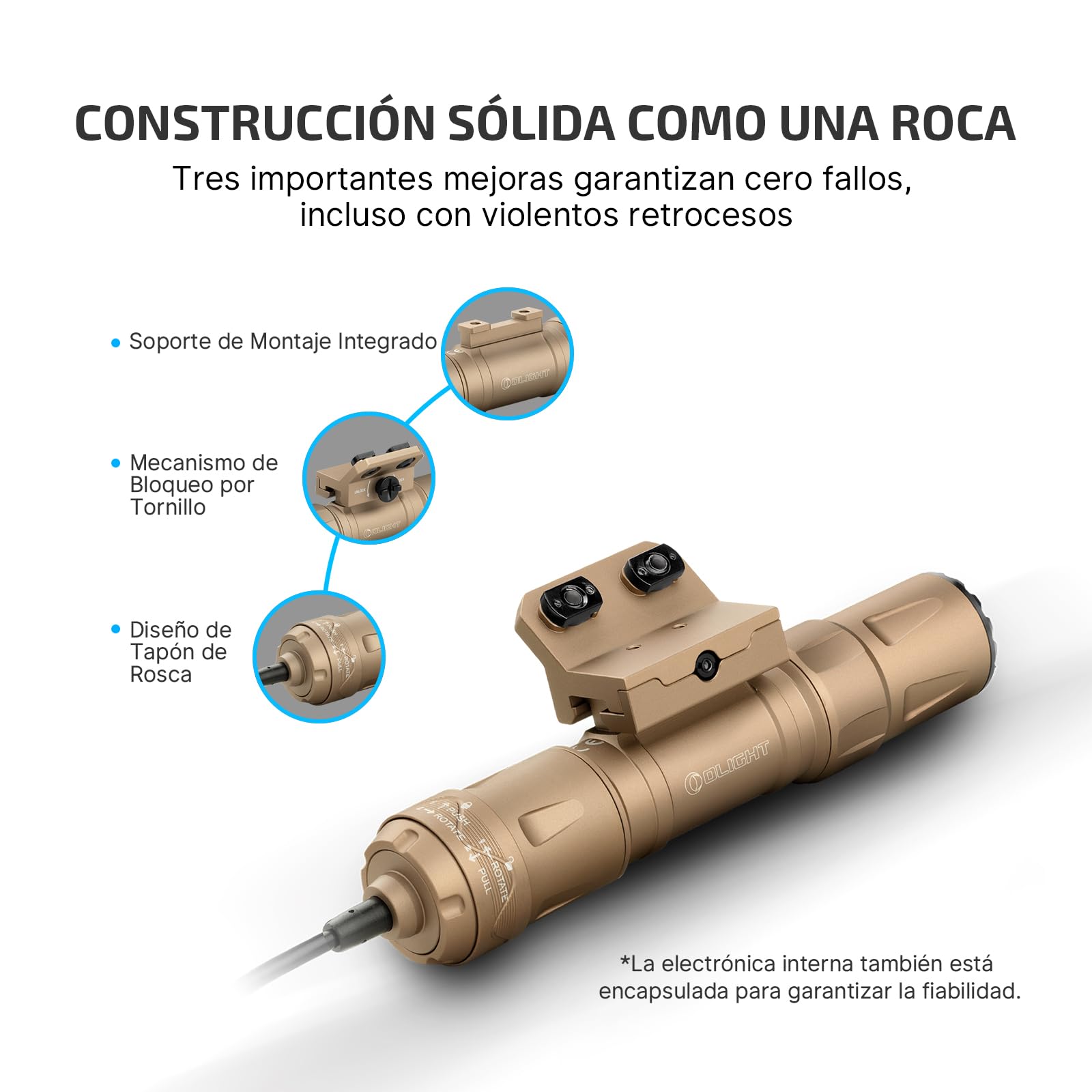 OLIGHT Odin S Linterna Táctica Potente Recargable Adaptación de Picatinny 1500 Lúmenes 250 Metros con Interruptor de Presión Remoto Mejorado IPX8 (Negro)