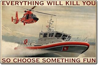 Funny Metal Tin Signs - Coast Guard Veteran Military Signs - Choose Something Fun - Home Living Decor - 8 x 12 Inch