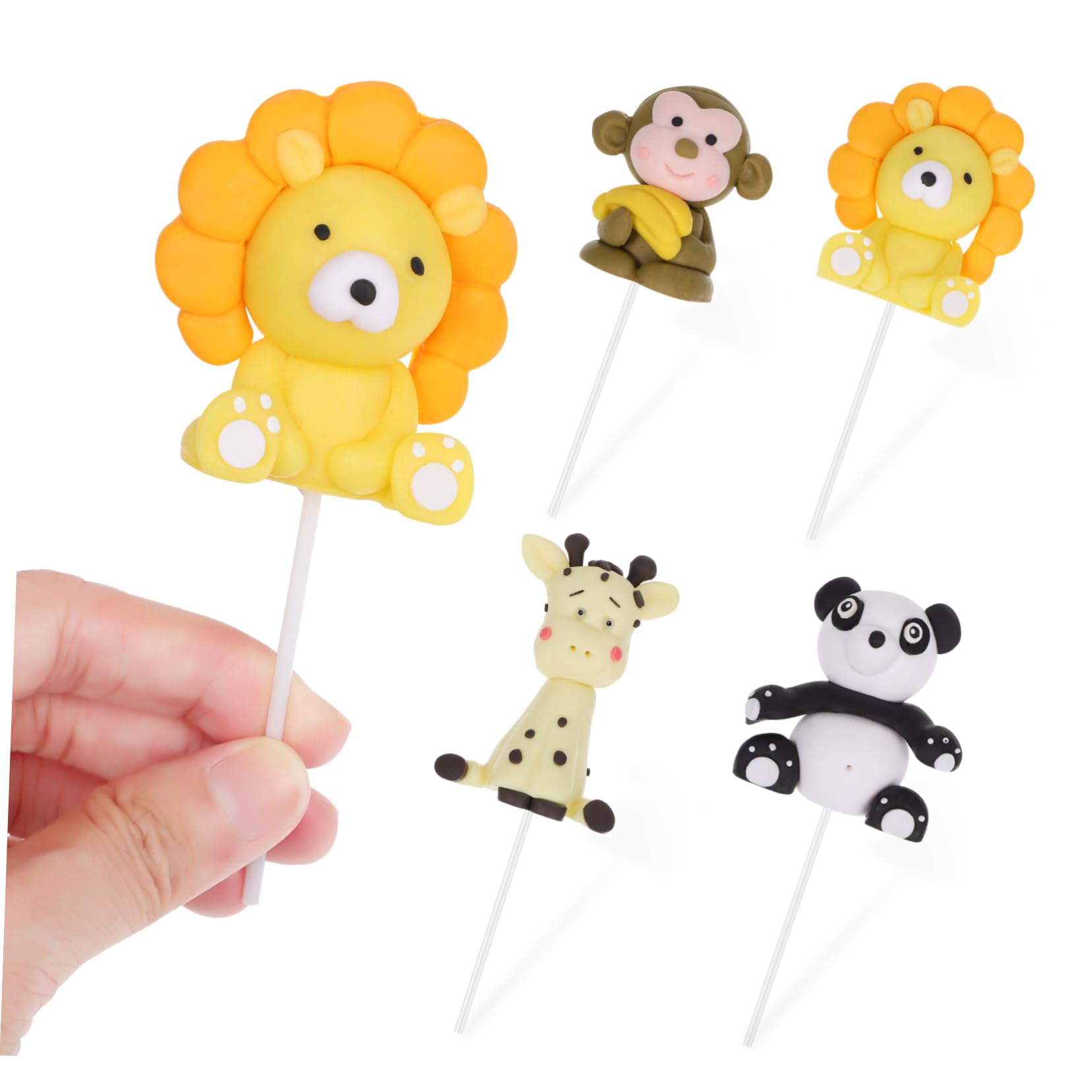 ibasenice 12stücke Tierische Tortendeko Teilig Mit Panda Löwe Affe Und Giraffe Kuchendekoration Für Kindergeburtstage Shower Tier-themenfeiern Essbare Deko Für Torten
