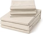 ClevaHome Ensemble de feuilles Queen Size - 6 Ensemble de draps de luxe respirant doux pièce - Plongée & Feuille de lit brodée avec poche profonde, résistant aux défauts, 2 Étagères supplémentaires (Queen, vert feuille)