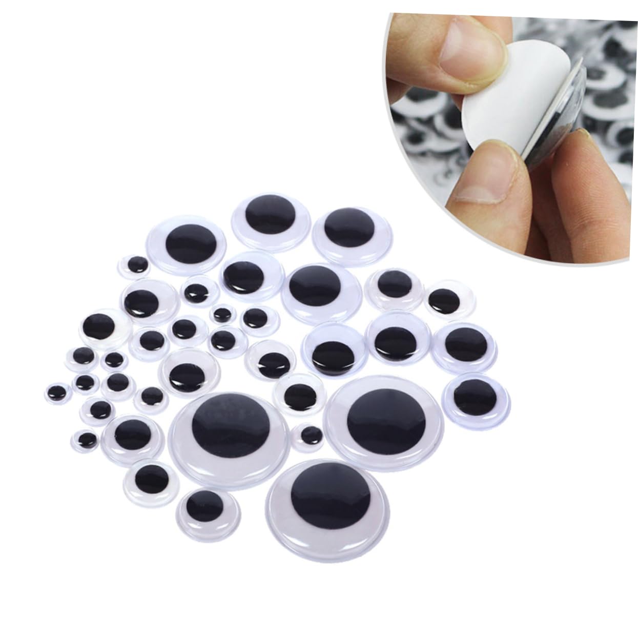 HOODANCOS 100pcs Eye Black Stickers Handmade Plastic Sticker Toys Interest Eye for Boys and Girls DIY Craft Projects