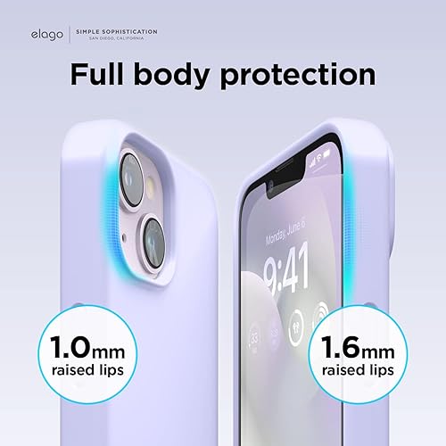 Miniatura 6 de elago Compatible con iPhone 14, funda de silicona líquida, funda protectora de cuerpo completo, a prueba de golpes, diseño delgado, forro de