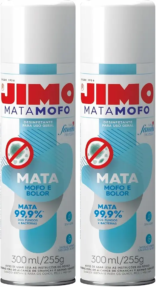 Kit 2 JIMO Mata Mofo e Bolor Evita Mofo Aerossol 300ml | Elimina Bolor, Elimina Bactérias, Elimina Fungos, Uso Geral, Paredes Casa Banheiro Áreas Úmidas