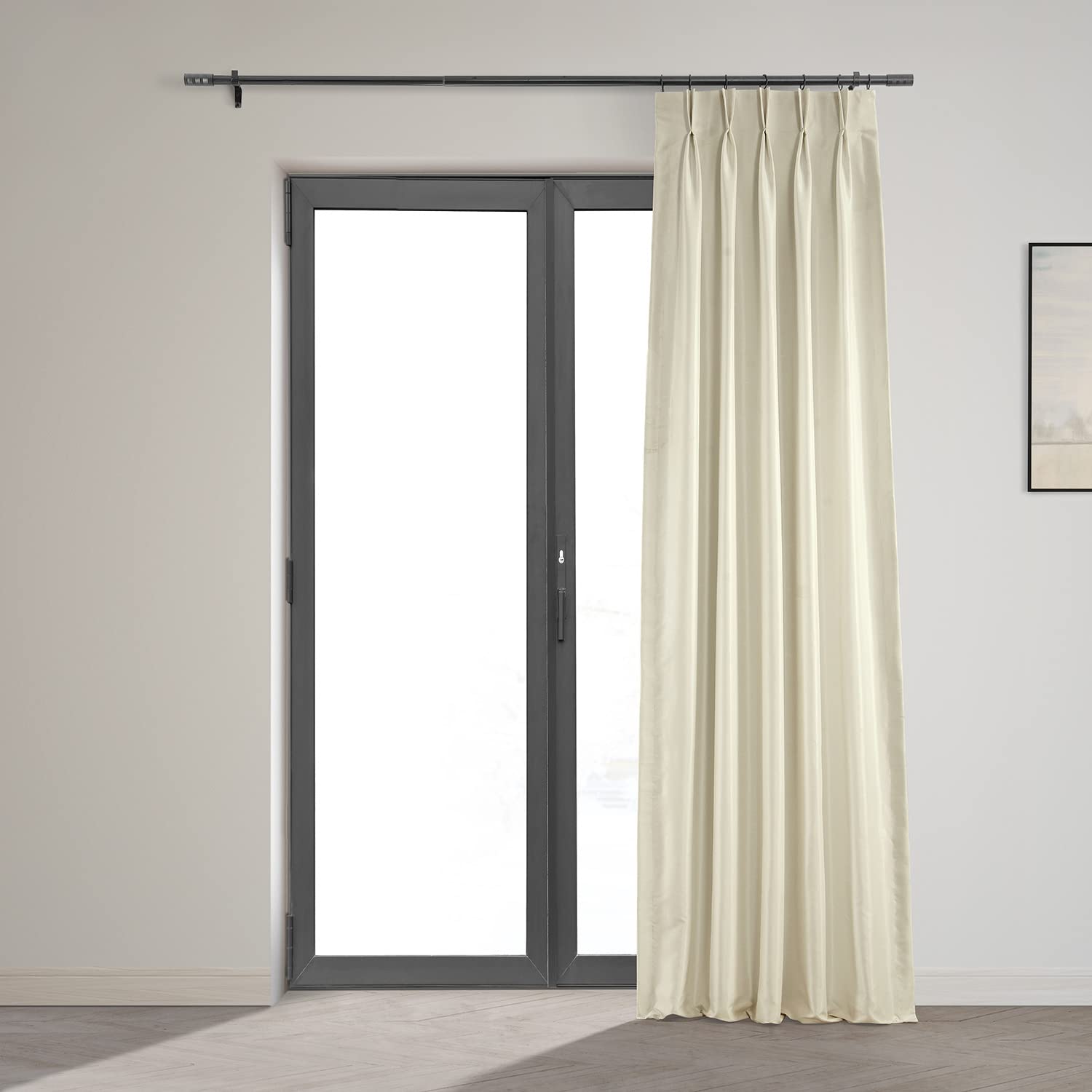 HPD Half Price Drapes PDCH-KBS2BO-84-FP Blackout Vintage Textured Faux Dupioni Pleated Curtain (1 Panel), 25 X 84, Off White - Image 2