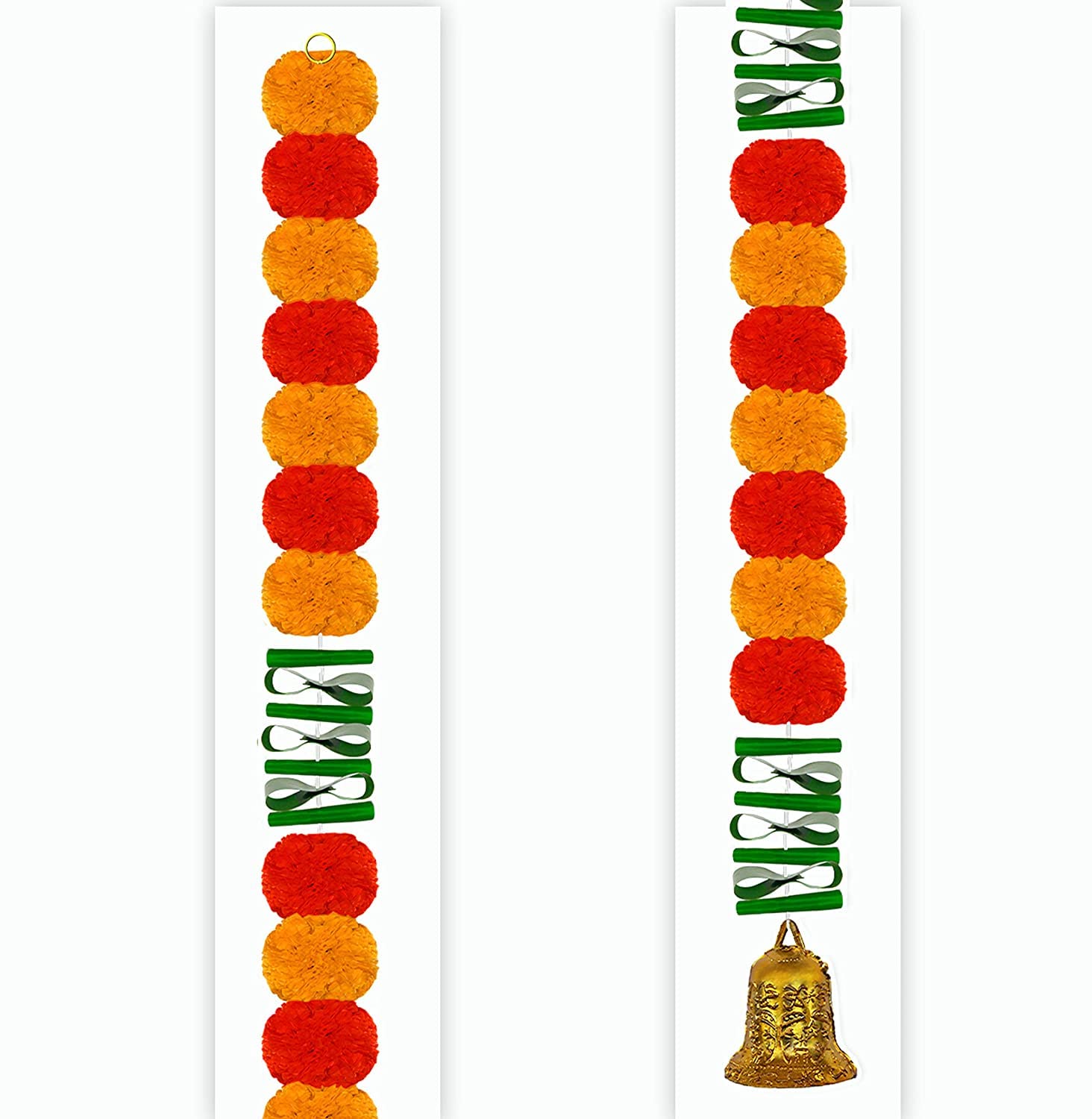 Guirlande de calendula deco automne maison lot de 2 lianes orange