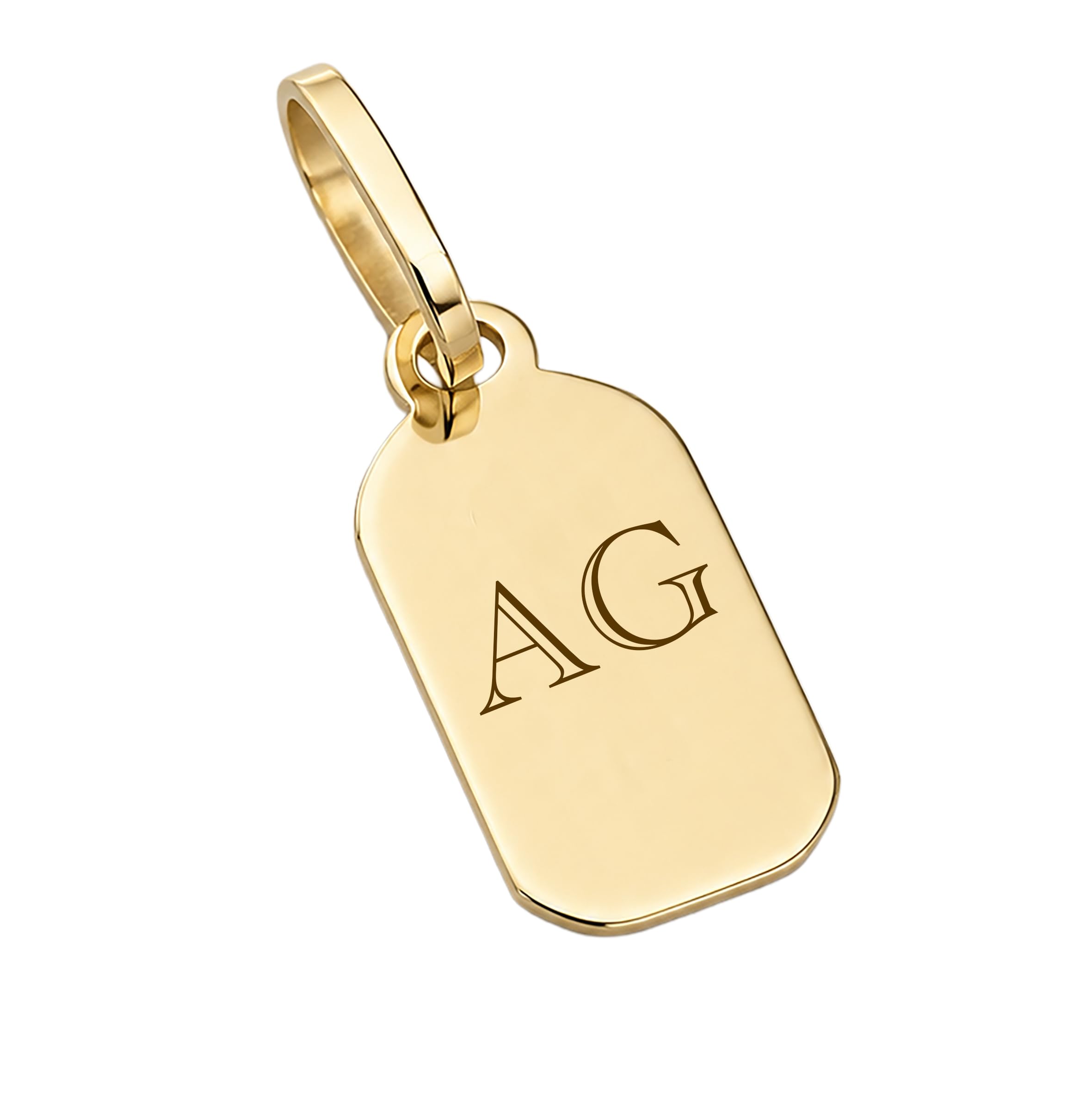 Lucche Anhänger Gold 585 Rechteck Gravurplatte Echtegold Charm mit Gravur | Personalisiert, Benutzerdefinierte Name, Charm Initial, Gravur Platte, Tag,buchstaben anhänger,kettenanhänger gold