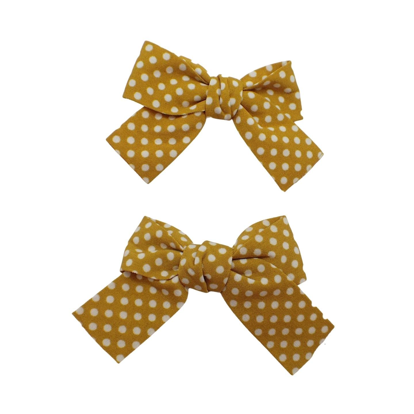 Topkids Accessories 2pc Hair Bows Set Stylish Fashion Cute Bow Hair Clips Alligator Beak Bow Hair Slides Party Festival Hair Accessories Girls Children's Women's Wedding (Ochre Polka Dot)