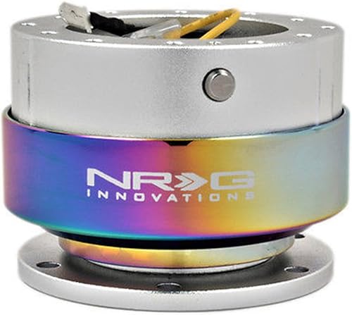 NRG - Kit de liberación rápida para volante - Gen 2.0 - Cuerpo plateado con anillo neocromo - Parte # SRK-200PP-MC