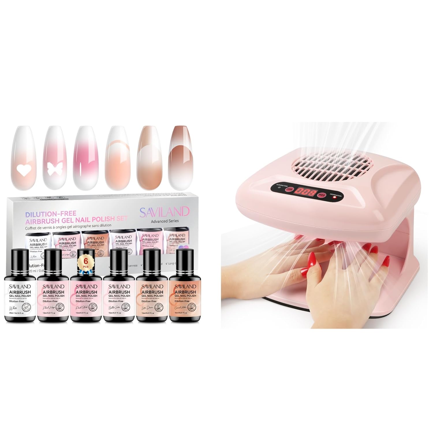 SAVILAND Professional Nail Dryer & 6PCS Airbrush Gel Nail Polish