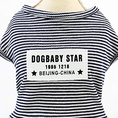 N/A Lindo vestido de verão com listras para cães e cães, saia de casamento de malha (preto P)