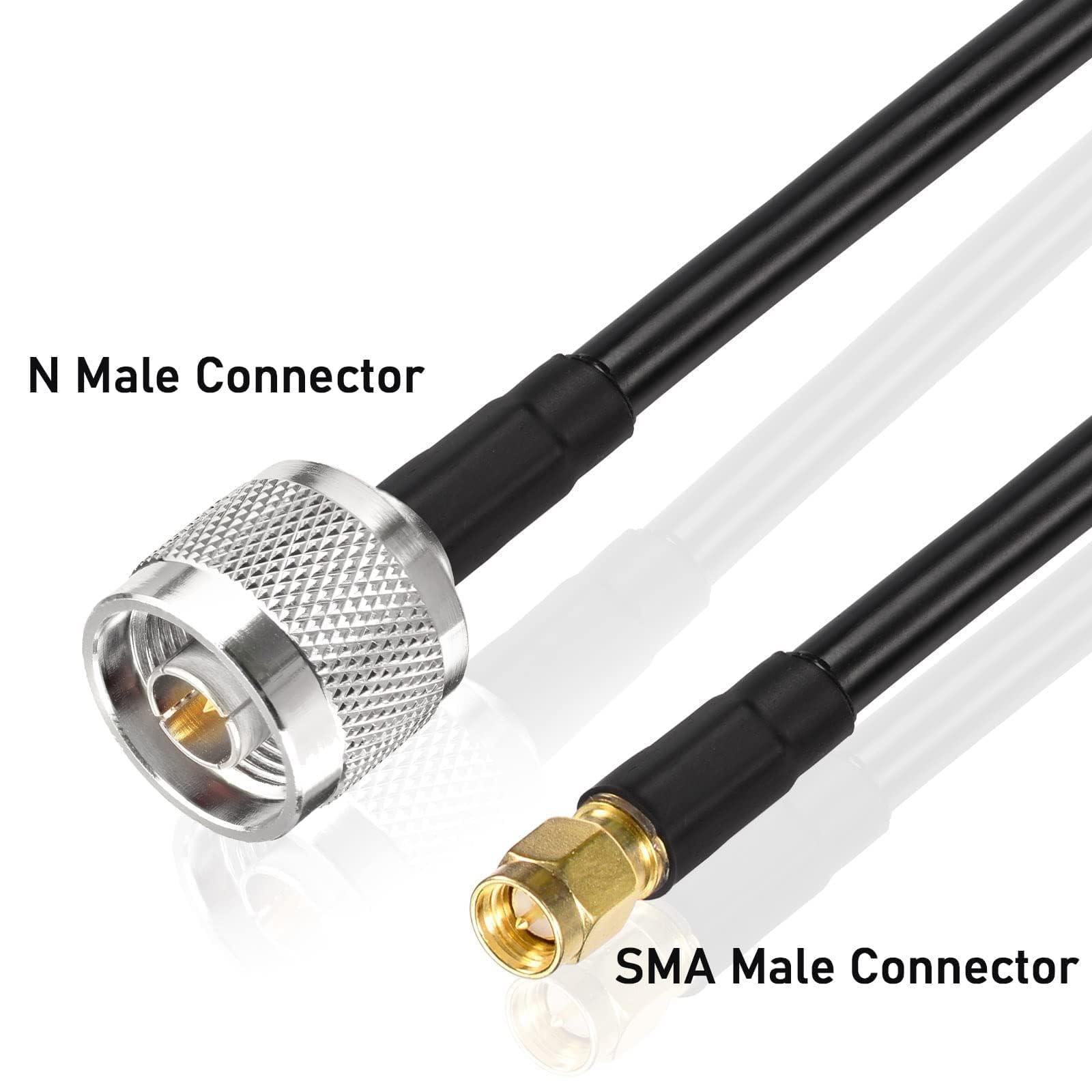 SUPERBAT Câble N vers SMA de 7,6 m, faible perte RG8x mâle N vers SMA mâle, câble résistant aux intempéries pour antenne radio 3G/4G/LTE/5G/WiFi/ADS-B ou pare-lumière, etc.