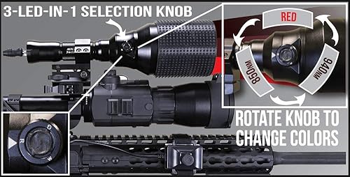 Miniatura 2 de Wicked Lights A67iR 3-LED en 1 (850 nm IR, 940 nm IR, LED rojo) Kit de luz nocturna infrarroja y roja de caza nocturna con control de intensidad