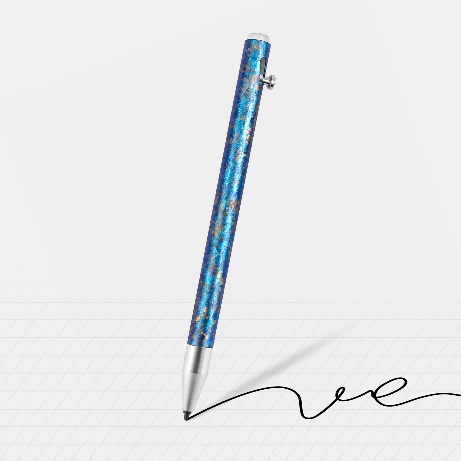 Penna magnetica EMR in titanio per dispositivi E-Ink, penna digitale magnetica retrattile con punta fine di precisione, penna leggera compatibile con reMarkable 2, Kindle Scribe, BOOX, Supernote, blu