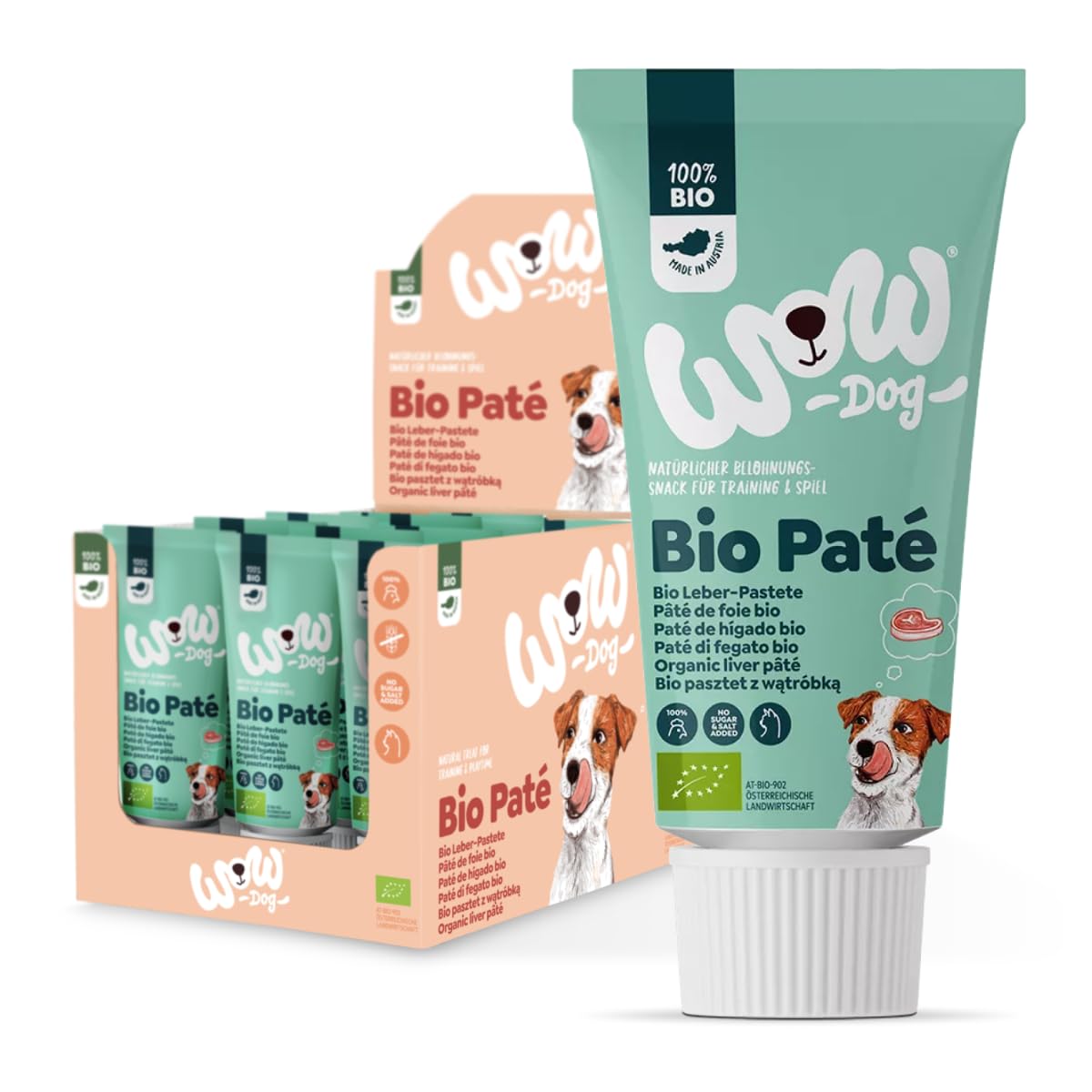 WOW Dog Bio Leberpastete 12 x 80g |ohne Getreide für Training und Spiel