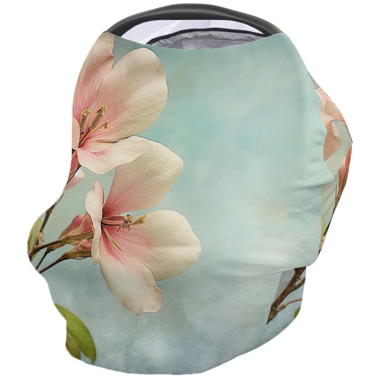 Nursing Cover for Breastfeeding Scarf, Watercolor Pink Ombre Flowers Spring Baby Car Covers Super Soft Multi Use for Canopy Shopping Cart Cover Blanket Stroller Cover