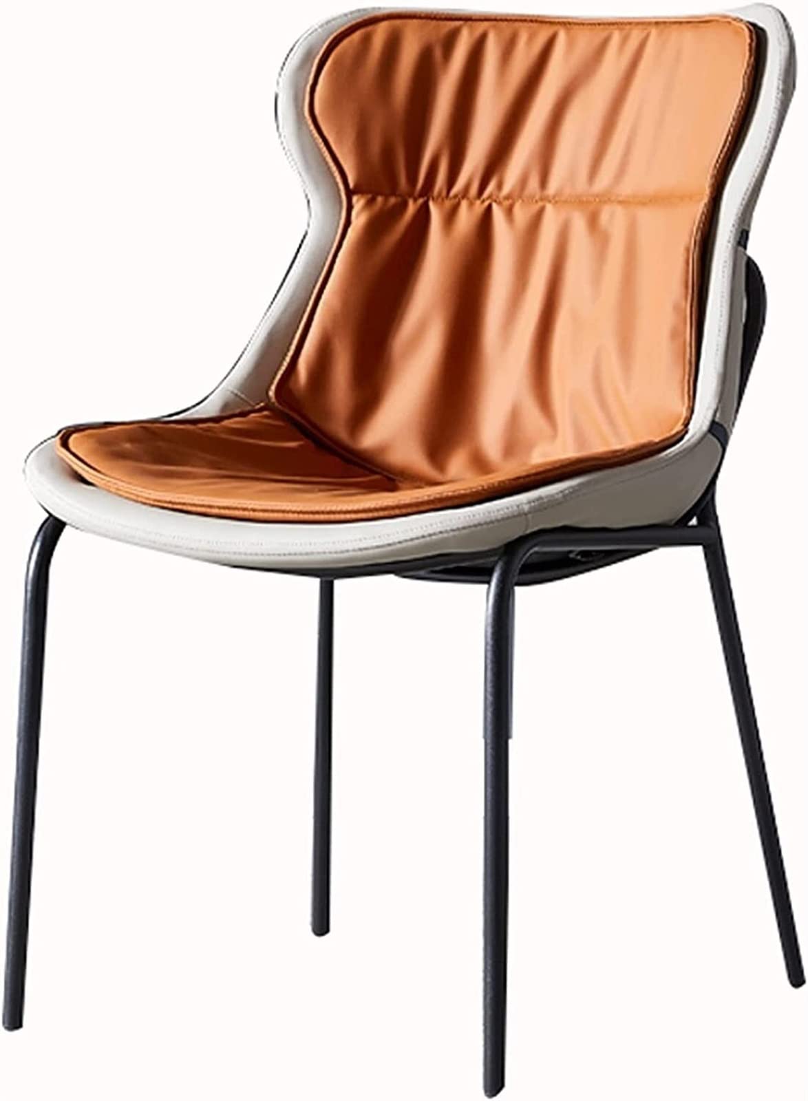 SJIALEN Modern Dining Chairs, for Office Lounge Bedroom Chairs Soft Leather Cover Cushion Seat Carbon Steel Legs Kitchen Chairs Kitchen Chair (Color : Orange, Size : 46x49x84cm)