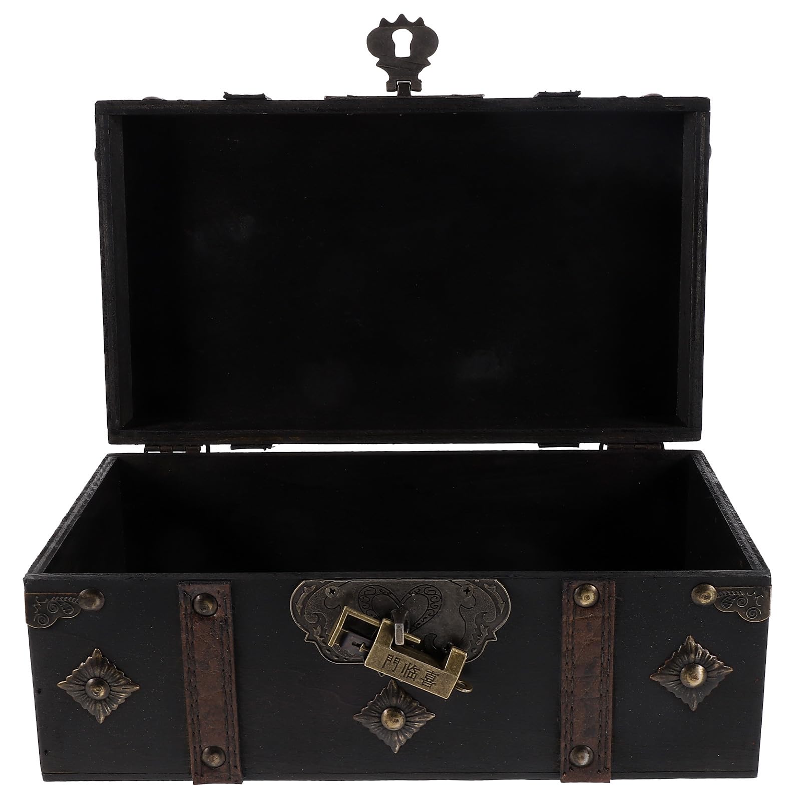 SHINEOFI Vintage Schmuckkästchen mit Schloss und Deckel Kompakte Holzkiste zur Schmuckaufbewahrung Tragbare Schmuckschatulle für Ringe Halsketten und Kleinigkeiten Dekorative