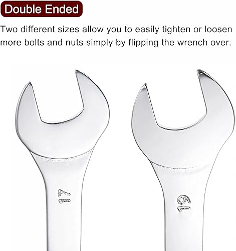 Miniatura 5 de uxcell Llave fina de extremo abierto, 0.669 in x 0.748 in, espejo métrico, acero de alto carbono, para mantenimiento doméstico y reparaciones