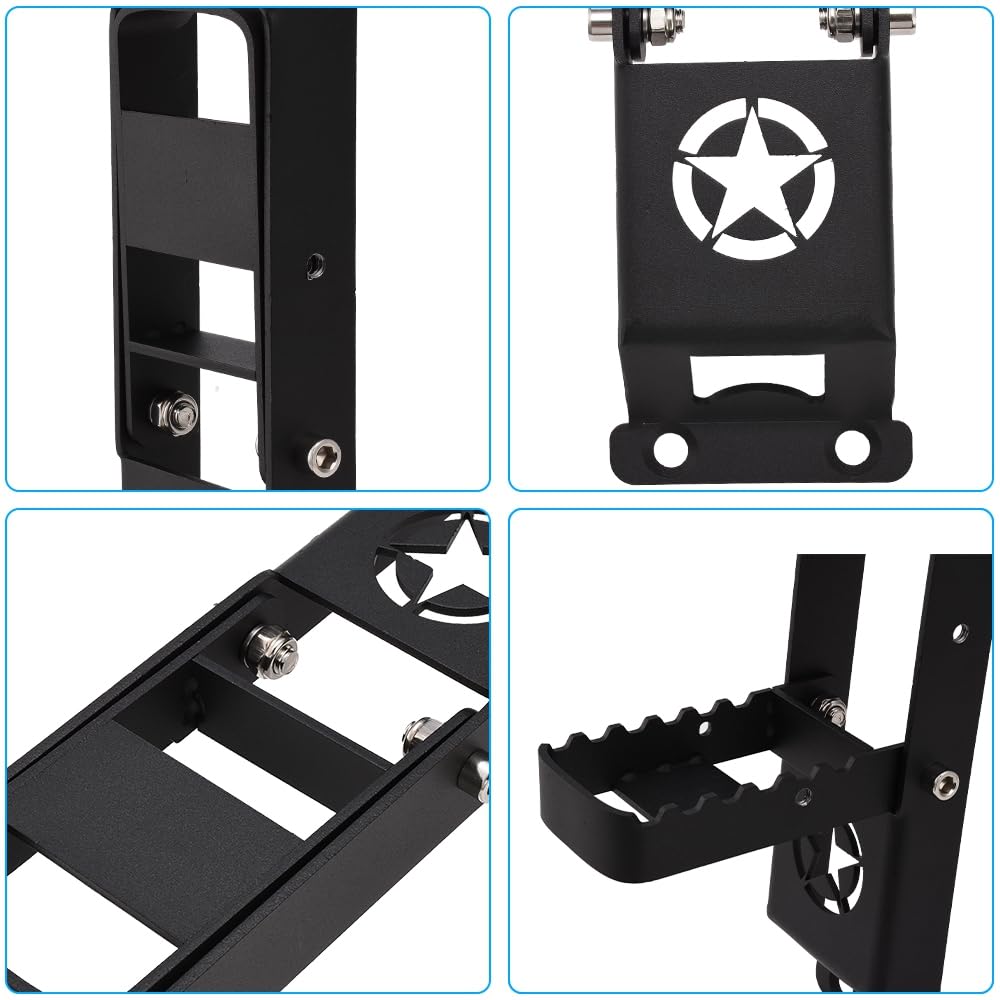 Blueshyhall Marchepied de porte de voiture pliable pour J-eep Wrangler JK/JKU 2007-2017 2 portes 4 portes, pédale de porte de voiture pour accès au toit de voiture, charge maximale : 136 kg,