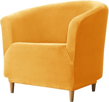 Stretch Velvet Club Chair Slipcover-Yellow-1 Piece