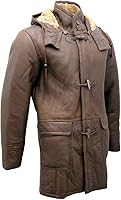 Vista 4 de Infinity Abrigo de piel de oveja marrón con capucha desmontable para hombre