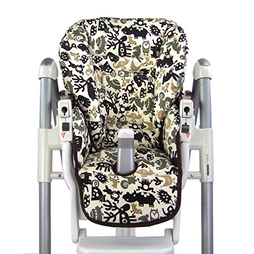 Bambiniwelt Housse de coussin de rechange pour Peg Perego Prima Pappa Diner *Marron/motifs animaux