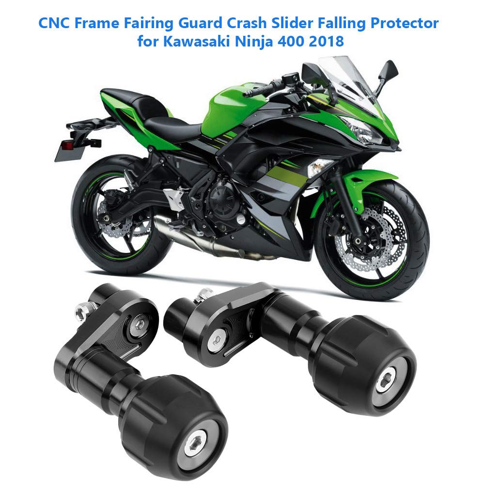 Ausla Slider Crash Slider in Alluminio CNC, Protezione Carenatura Crash Telaio Anodizzato, Protezione Anticaduta in 2 Pezzi Facile da Installare per 400 Ciclisti del 2018 per Uso su Strada (BLACK)